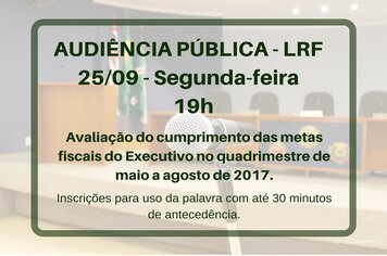 Audiência Pública da Comissão de Finanças, Contas e Orçamento analisa metas fiscais do Executivo.